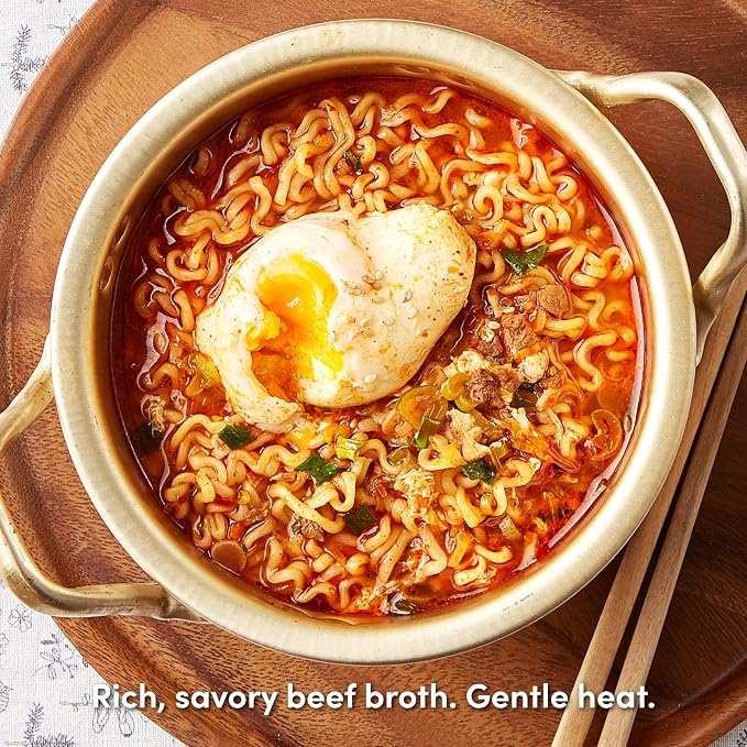 OTOKI Jin Ramen Spicy Korean Instant Ramen, 13-Hour Simmered Beef Bone Broth, Bold Spicy Flavor, Ready in 4 Minutes, 4.23 oz (Pack of 18)