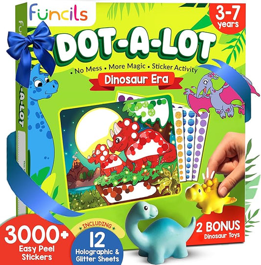 Dot Sticker Art Activity - Dinosaurs Dot Art, No Mess Crafts for Kids, Stocking Stuffers Toddlers, DIY Activity, Educational Gifts for Boys & Girls Ages 3, 4, 5, 6, 7 Year Old, Travel Toys
