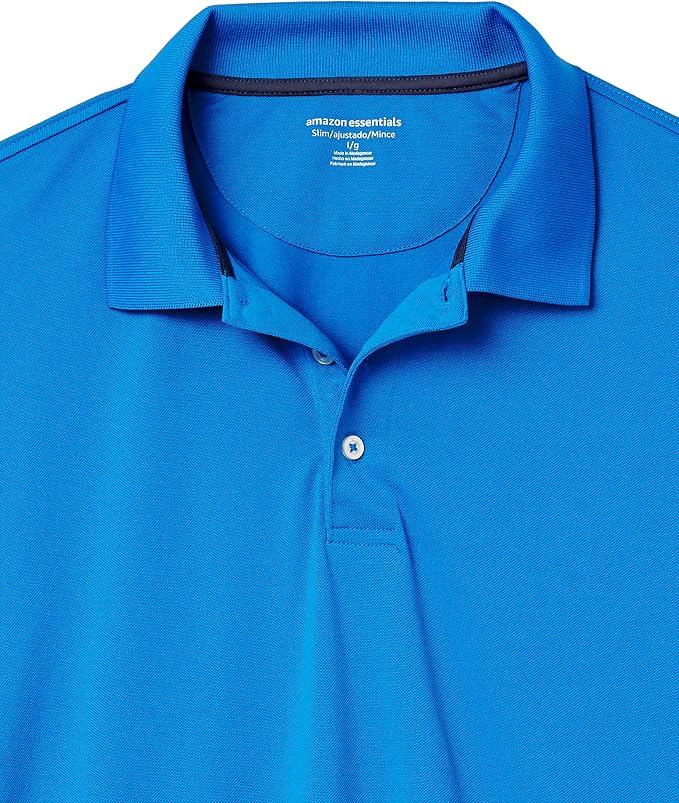 Amazon Essentials Men's Moisture Wicking Golf Polo Shirt, Short Sleeve, Slim-Fit, Quick-Dry, Active Wear