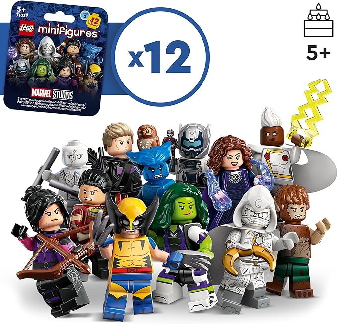 Lego 71039 Marvel Series 2 Mini Figures, 1 of 12 Iconic Disney+ Characters to Collect in Each Bag, Includes Wolverine, Hawkeye, She-Hulk, Echo and More (1 Piece, Style Sent Randomly)