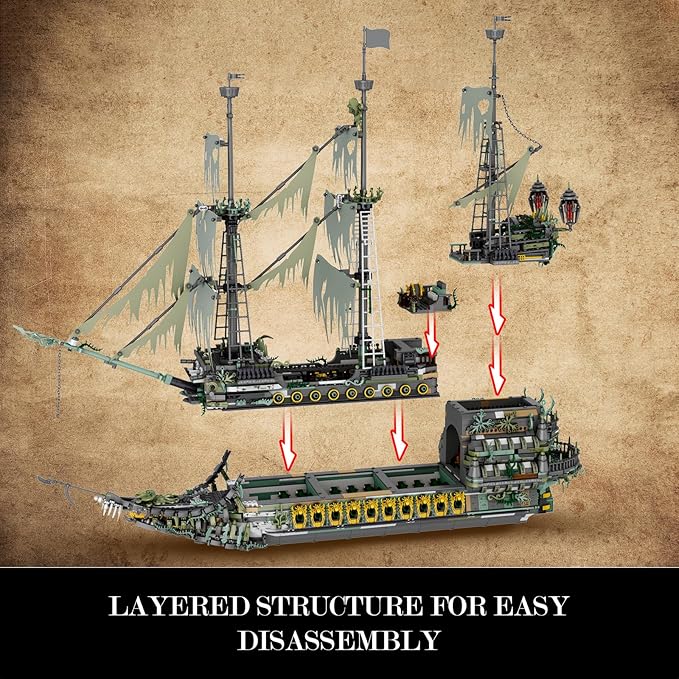 JMBricklayer Pirate Ship Building Set for Adults - Ghost Ship Flying Dutchman Model, 5865 Pieces
