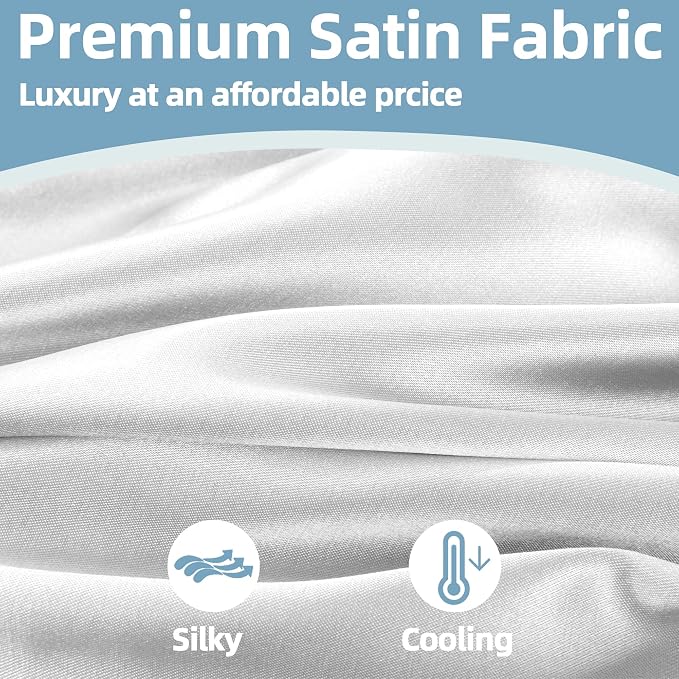 BALAPET Silky Satin Pregnancy Pillow Cover (ONLY Pillowcase), U Shaped Luxurious Smooth Maternity Pillow Cover, Soft & Breathable Large Pillow Protector with Hidden Zip for Side Sleeper, White