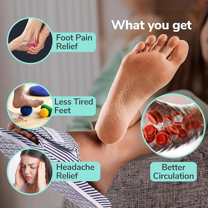 Acupressure Massage Slippers for Plantar Fasciitis & Neuropathy Relief – Shiatsu Reflexology Foot Massager Sandals with Magnetic Therapy, Acupuncture Point Map, for Men & Women