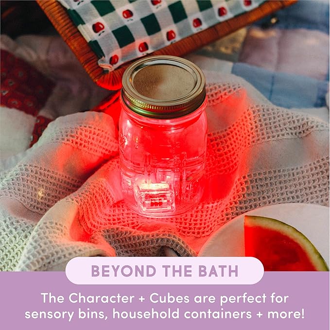New Glo Pals Water-Activated Bath Toy with 6 Reusable Light-Up Cubes for Sensory Play (Sammy)