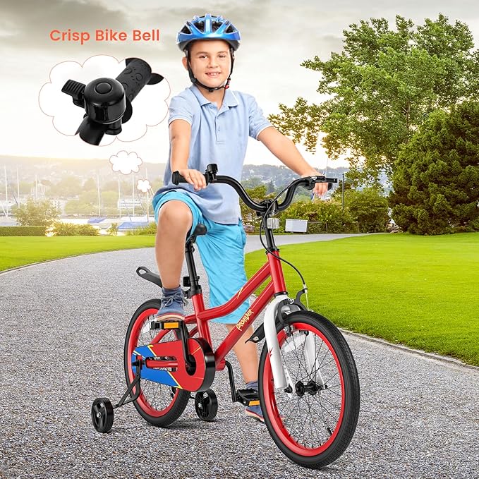 BABY JOY Kids Bike, 12 14 16 18 20 Inch Children Bikes for Boys Girls Teens 3-8 8+ Years w/Training Wheels or Kickstand, Handbrake, Coaster Brake & Removable Basket, Kids Bicycle of Multiple Colors