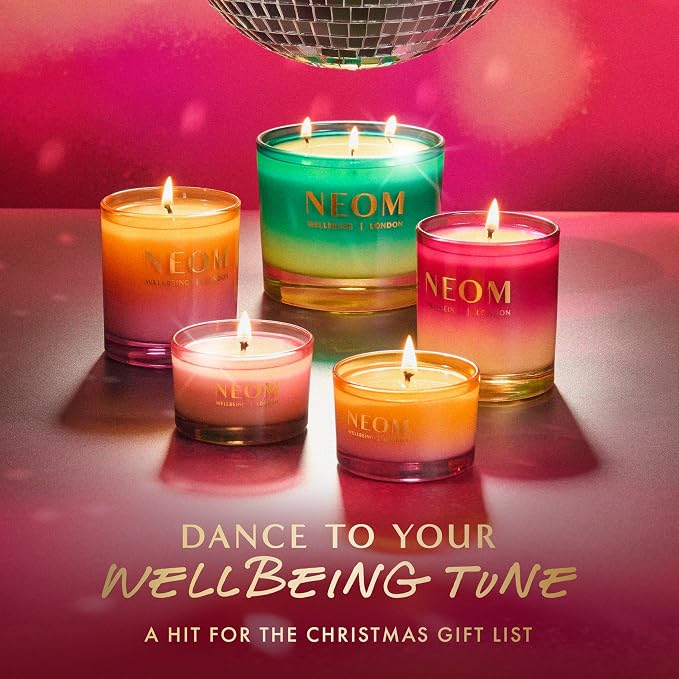 NEOM Sparkling Joy Scented Candle, 1 Wick, 185g I Ginger, Lime and Vetiver I 100% Naturally Derived Wax I 100% Natural Fragrances I Invigorating