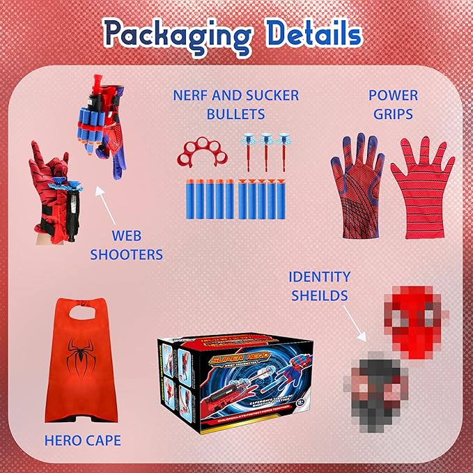 DRAVF Spider Web Shooter Toy for Men and Kids, Super Spider Webs Shooters Hero with Wrist Toys Set Cool Stuff Funny for Christmas Halloween Birthday Gifts (Blue)