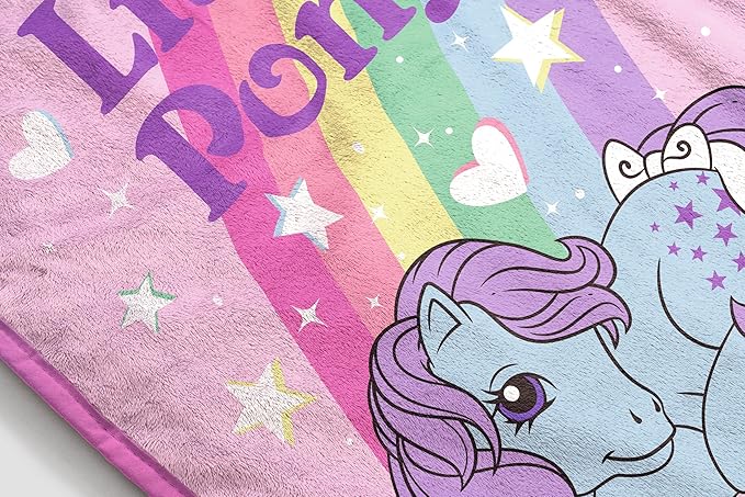Jay Franco Plush Throw Blanket – 46" x 60" Inch Cartoon Kids Soft & Cozy Fleece Throw for Bedroom & Couch Décor, Official Licensed Product, Pink - My Little Pony