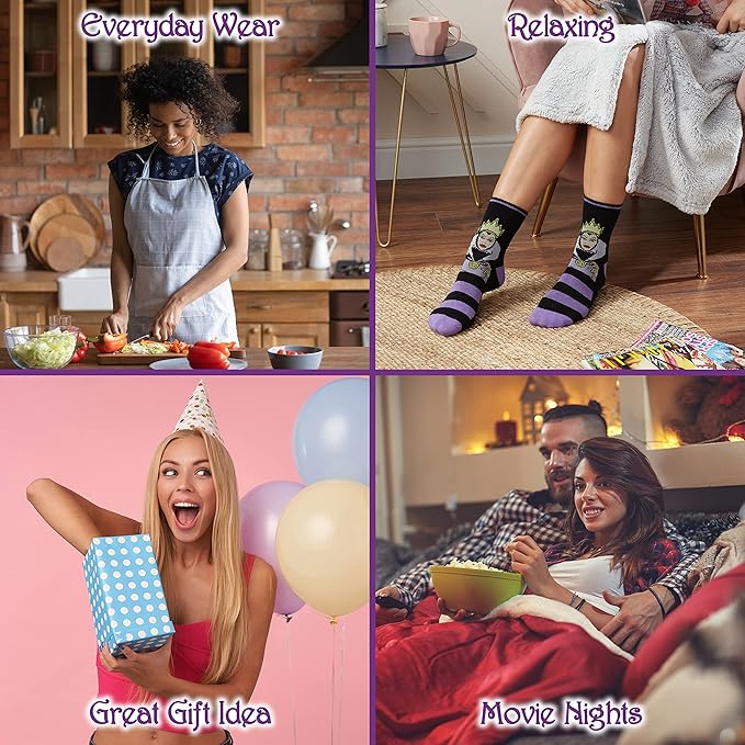 Disney Stitch Socks Gifts for Women Teens, US Size 4-9, Baby Yoda Pack of 5 Fuzzy Casual Crew Socks for Home Sleep Winter
