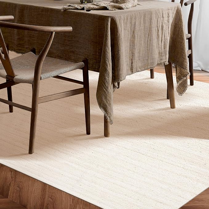 Hausattire Hand Woven Jute Braided Rug, 3'x5' – Off White, Reversible Boho Entry Area Rugs for Kitchen, Living Room I Farmhouse Indoor Outdoor Decorative Floor Rug, 36x60 Inches