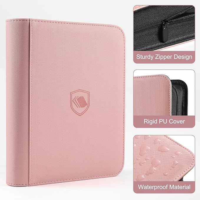 Toploader Binder, Holds 360 Toploaders, 100 Toploaders INCLUDED, 9-Pocket PU Cover Top Loader Binder for 3" x 4" Rigid Toploader, Ringless Double-Sided Toploader Card Binder for TCG, Sport Cards