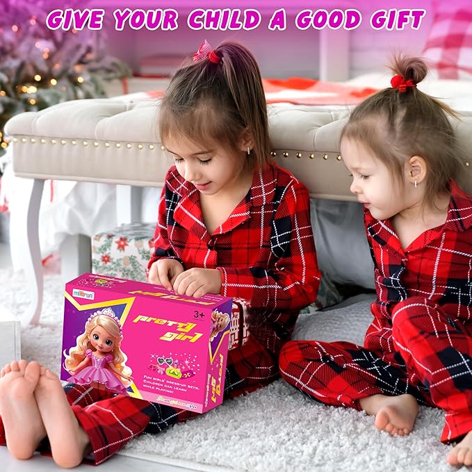 135 Pcs Doll Clothes and Accessories with Doll, Princess Gowns, Fashion Dresses, Slip Dresses, Top, Pants, Jumpsuit, Swimsuits, Shoes, Hangers, Doll Dress up Toys for Girls Kids Toddlers Toy Gifts