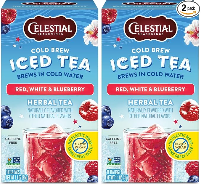 Celestial Seasonings Cold Brew Red, White & Blueberry Iced Tea Bags 18 tea bags (Pack of 2)