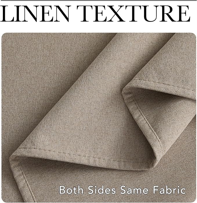 NICETOWN Farmhouse Style 100% Blackout Crisp Faux Linen Curtains 90 inches Long for Living Room, 2 Panels, 52" W, Room Cooling Thermal Insulated Window Draperies for Dining Room, Home Office