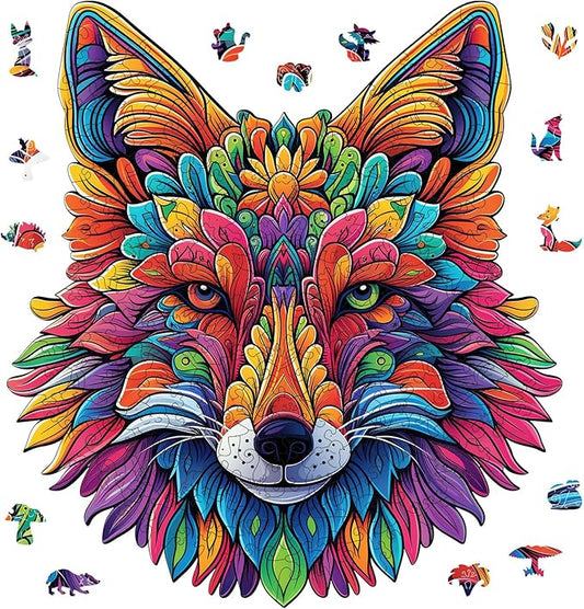 Qiuenisray Wooden Puzzles for Adults, Wolf Jigsaw Puzzles 200 Pieces, FSC Certified Unique Shape Animal Adult Puzzles, Christmas Puzzle Gift for Family Game 10.2x11.2 in