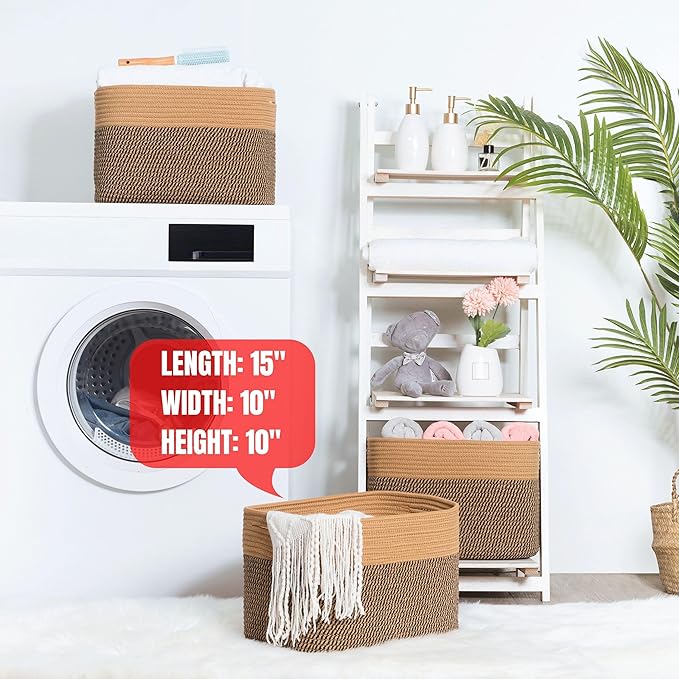 3-Pack Storage Baskets for Shelves, Decorative Baskets for Organizing, Woven Baskets for Storage, Book Basket Cube Storage Bin Box, Pantry Closet and Shoe Organizers, Black Jute