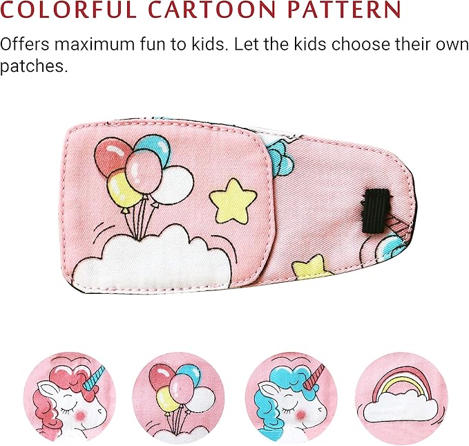 Astropic Cotton & Silk Left Eye Patch for Kids Glasses (Left Eye, Balloon)