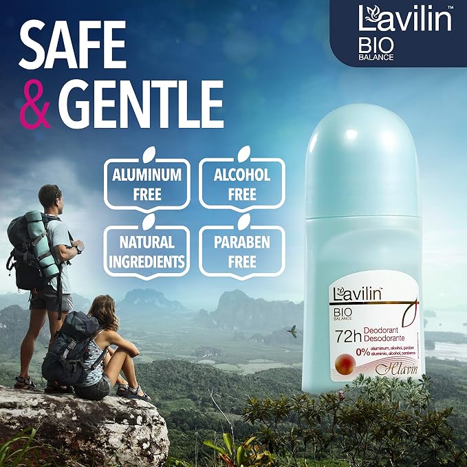 LAVILIN Roll On Deodorant for Women and Men - Aluminum Free Deodorant with Up to 72 Hour Long-Lasting Protection and Odor Control – Alcohol, Paraben and Cruelty FREE Sensitive Skin deodorant (2 oz)