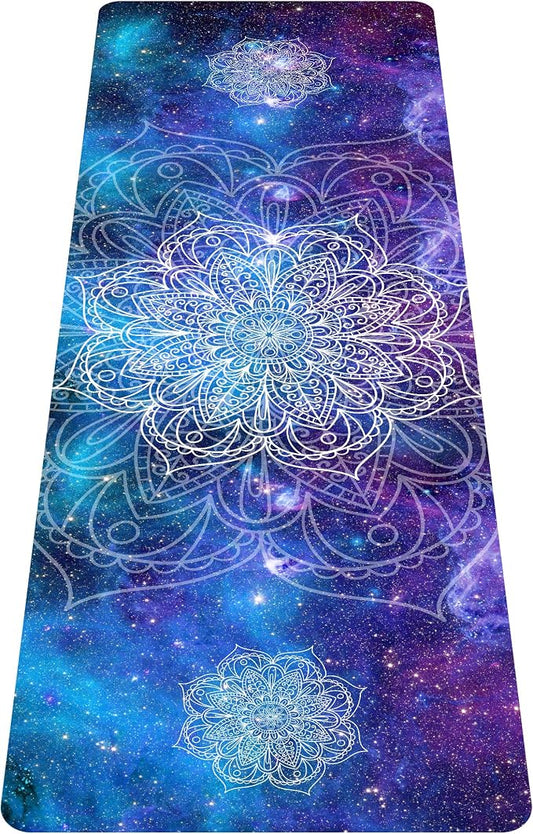 nuveti Printed Travel Yoga Mat-1/16 Inch Thick Non Slip Fitness Workout Mat with Carrying Bag, Foldable Lightweight Suede & Natural Rubber Yoga Mat for Yoga Pilates and Fitness 72" L x 24" W x 1.5mm