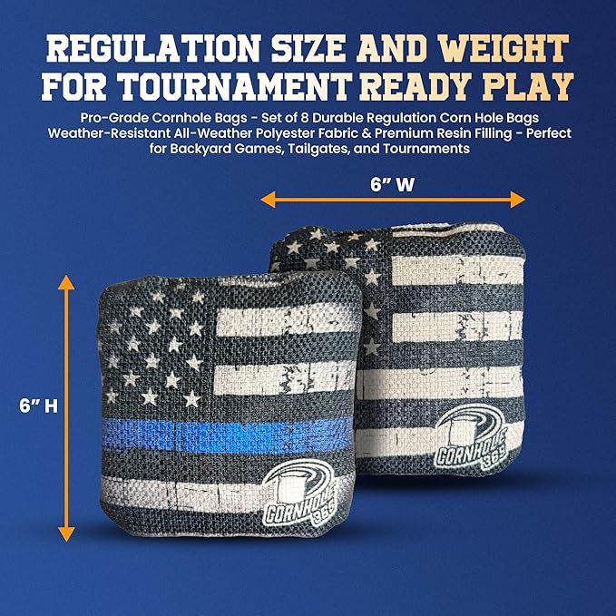 Cornhole365 - Stick & Slide - Professional Corn Hole Bag - Heavy-Duty Double-Stitched Polyester Fabric & Resin Filling for All-Weather - Versatile Regulation Size Cornhole Bean Bags - Set of 8
