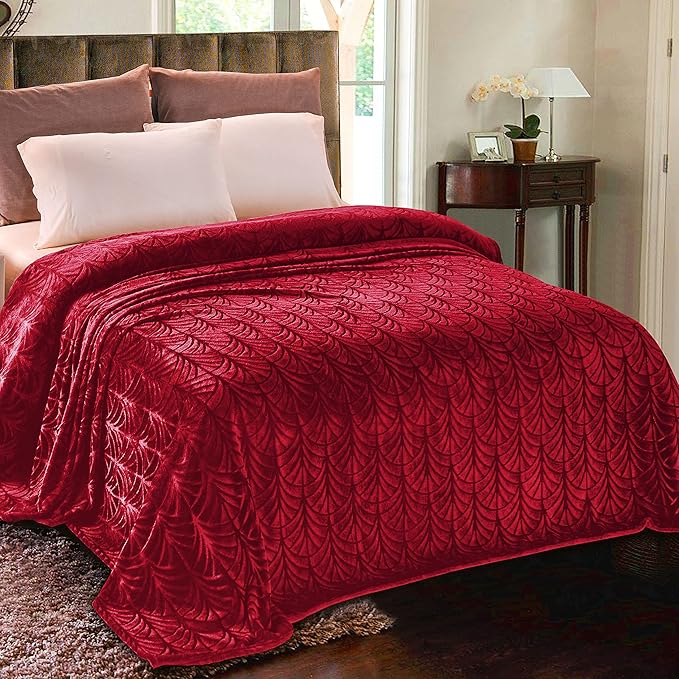 Whale Flotilla Soft Flannel Fleece Twin Size Blanket for Bed, Red | Cozy Lightweight Breathable Coverlet, Plush Fluffy Bedspread, Vintage Pattern Decorative Blanket for Dorm, All Season 60"x80"