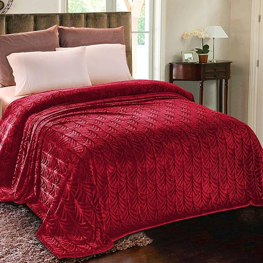 Whale Flotilla Soft Flannel Fleece Twin Size Blanket for Bed, Red | Cozy Lightweight Breathable Coverlet, Plush Fluffy Bedspread, Vintage Pattern Decorative Blanket for Dorm, All Season 60"x80"