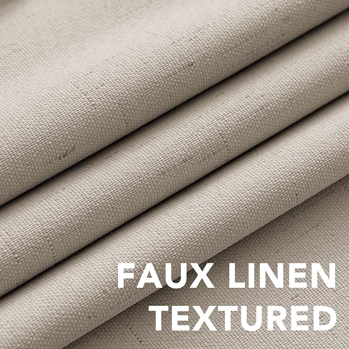 H.VERSAILTEX 100% Blackout Curtains for Bedroom Thermal Insulated Linen Textured Curtains Heat and Full Light Blocking Drapes Living Room Curtains 2 Panel Sets, Cobblestone, 52x96 Inch