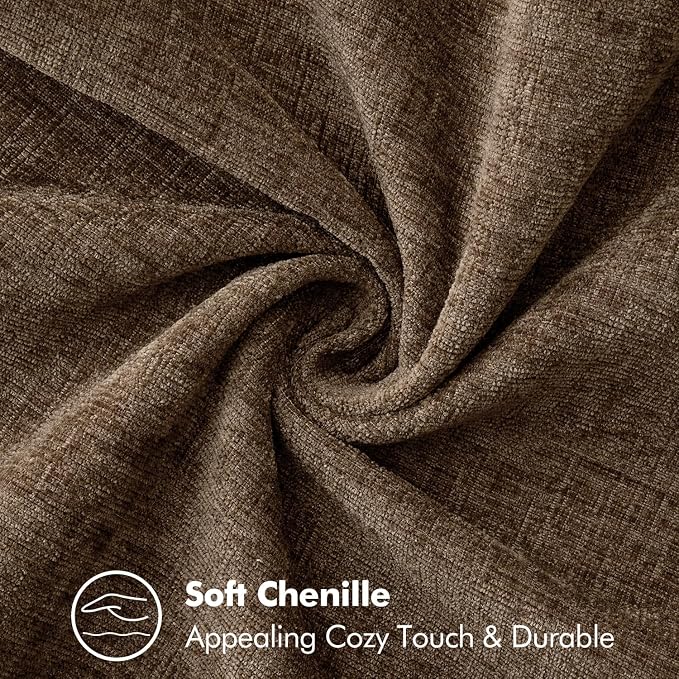 MIULEE Decorative Lumbar Throw Pillow Covers 12x20 Inch Brown 2 Pack | Farmhouse Pillow Covers with Stitched Edge, Soft Chenille Cushion Cases, for Couch Sofa Bed Living Room Home Decor