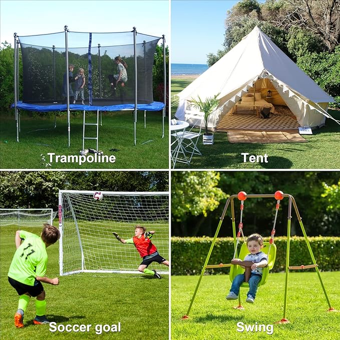 Trampolines Wind Stakes Heavy Duty U Type Sharp Ends Safety 12inch Ground Anchor Galvanized Steel for Soccer Goals, Camping Tents and Huge Garden Decoration (Trampoline Anchors 8pcs)
