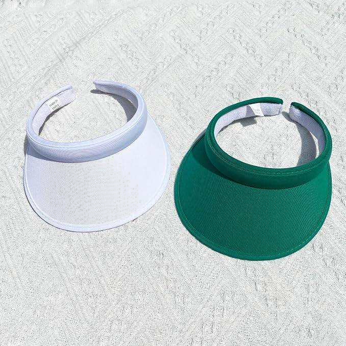 2 Pack Sun Visor Hats Women Men Clip On Wide Brim Visors Hat Outdoor Sports Golf Beach Travel Tennis Caps