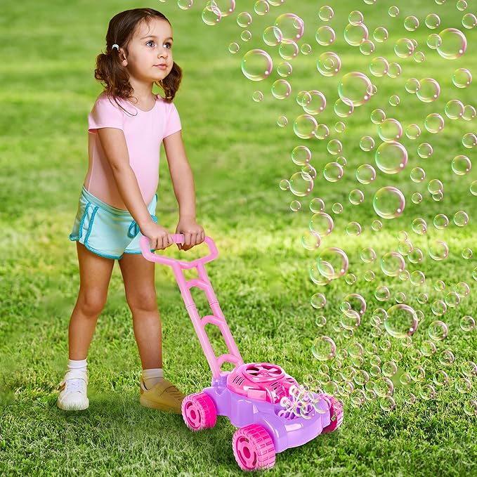 ArtCreativity Bubble Lawn Mower for Toddlers 1-3, Kids Bubble Machine for 1-Year-Old Girl Gifts, Summer Outdoor Push Gardening Toys for Kids Age 1 2 3+ Halloween Birthday Gifts for Preschool Girls