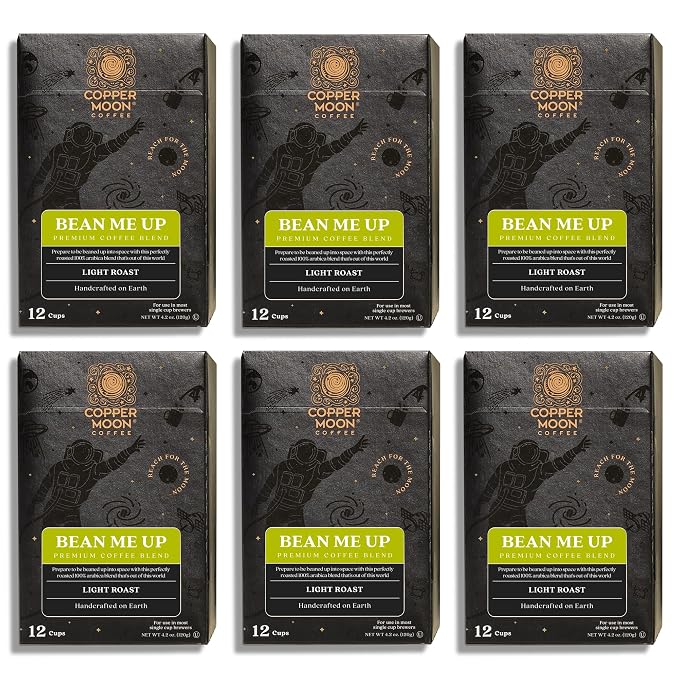 Copper Moon Single Serve Coffee Pods for Keurig K-Cup Brewers, Light Roast, Bean Me Up Blend, 72 Count