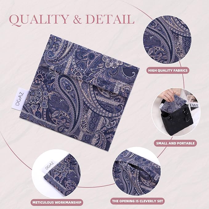 DGAZ Sanitary Napkin Storage Bag, Period Bag for Teen Aged Girls, Portable Period Bag for Panty Liners/Menstrual Cup/Small Tampons，Mini Makeup Bag for Purse(Blue Paisley)