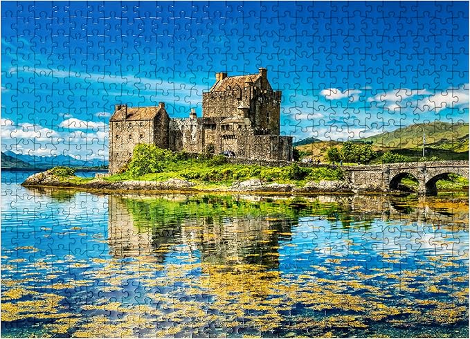 MyPuzzle Eilean Donan Castle On A Warm Summer Day - Dornie, Scotland - Premium 500 Piece Jigsaw Puzzle for Adults