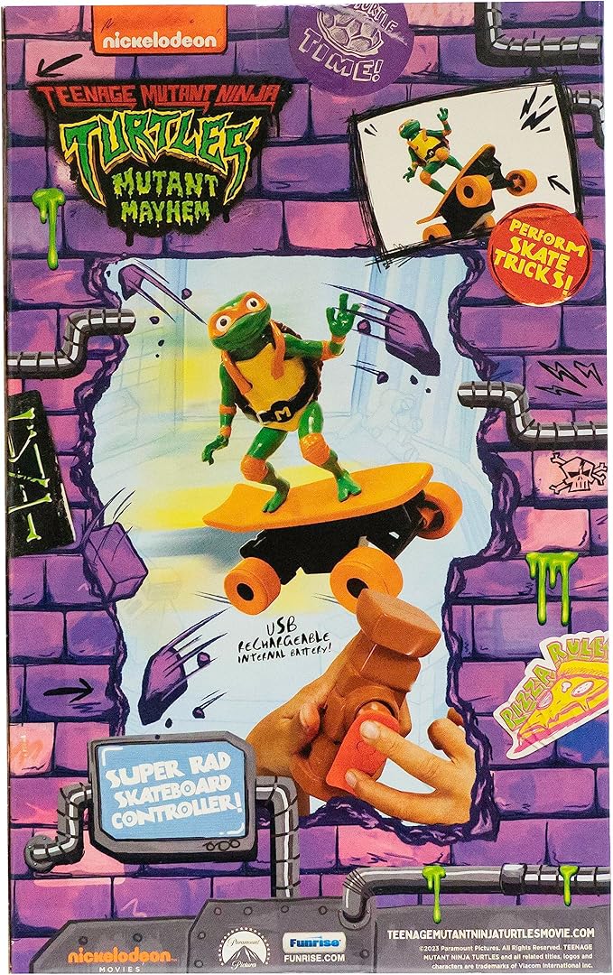 Teenage Mutant Ninja Turtles Michelangelo Half Pipe RC Vehicle Movie Edition Ages 5+ - Skate + Performs Tricks - 2.4GHz RC Controller
