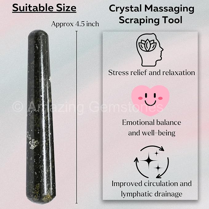 Amazing Gemstone Nuummite Crystal Wand Massage Stick - Pelvic Wand Gua Sha for Adults - Crystals and Healing Stones Massage Wands for Adults Gifts (Smooth)