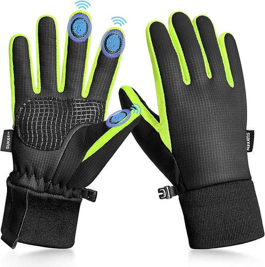 Sukeen Kids Winter Warm Gloves for Boys Girls Windproof PU Cold Weather Gloves Aged 4-14 Anti-Slip Gloves for Cycling Outdoor