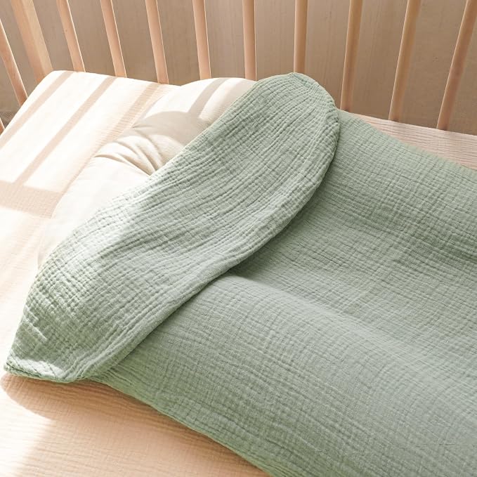 Konssy Muslin Baby Lounger Cover 2 Pack, 100% Cotton Newborn Lounger Cover, Soft and Breathable Baby Nest Slipcover for Boys Girls (Leaf,Green)