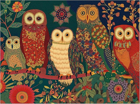 1000 Pieces Jigsaw Puzzles for Adults, Owl Puzzles, Unique Shape Puzzles for Family Friends Challenging Games
