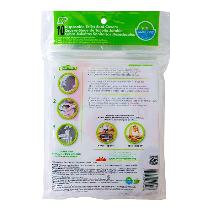 Sesame Street Potty Topper Disposable Stick-in-Place Toilet Seat Covers, 10 Count (Pack of 1)