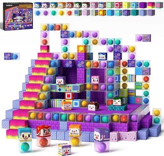 GobiDex 100PCS Magnetic Building Blocks for Kids 3+, Montessori Sensory Toys with Rolling Balls, STEM Educational Gift for Boys and Girls
