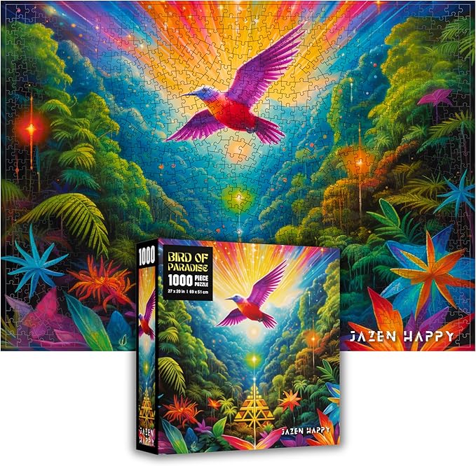 Challenging Jigsaw Puzzle for Adults and Families - 1000 Pieces - Bird of Paradise - Jazen Happy - 27x20 inch - Poster Included Puzzle