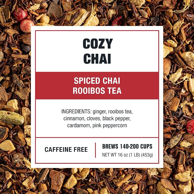 Tiesta Tea - Cozy Chai, Loose Leaf, Spiced Chai Rooibos Tea, Premium Caffeine-Free Herbal Blend, Makes Hot or Iced & Up to 200 Cups, 16oz Resealable Bulk Pouch