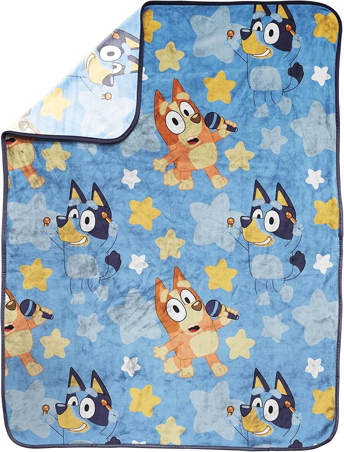 Jay Franco Kids Plush Throw Blanket – Soft & Cozy Fleece Throw for Bedroom & Couch Décor, Official Licensed Product, Blue - Bluey, 40x50 - Travel Blanket