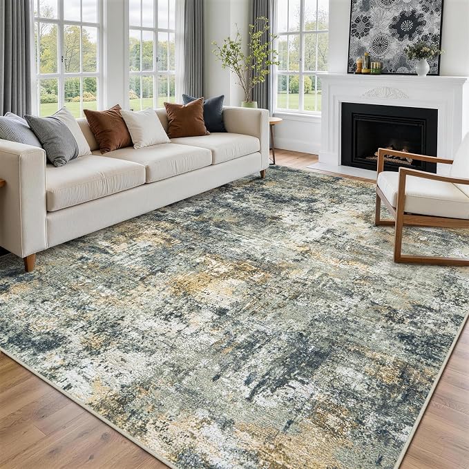 10x14 Area Rugs for Living Room Rug Washable: Abstract Large Rug Indoor Modern Carpet Non Slip for Dining Room Bedroom Nursery Home Office Multi