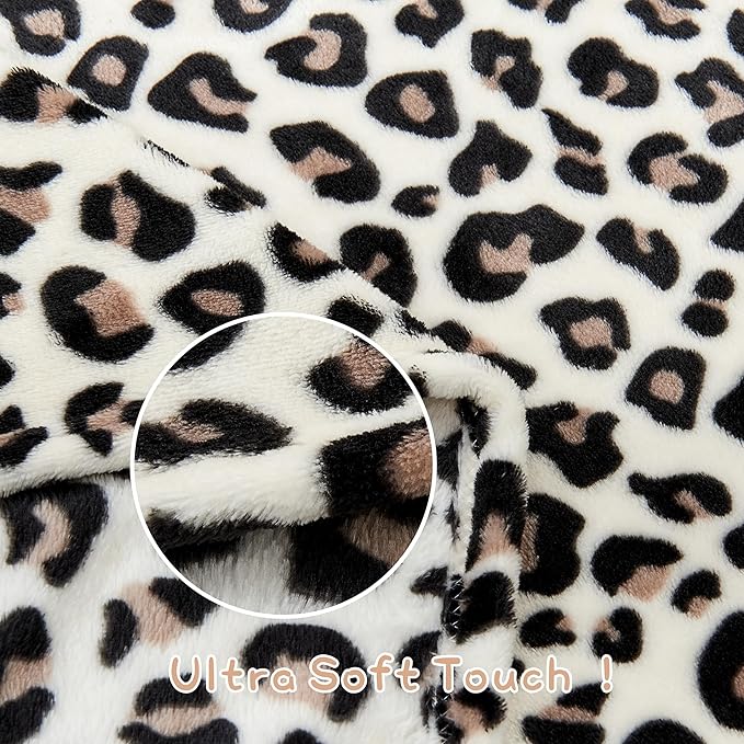 Yurhap Leopard Print Baby Blanket Fleece Baby Blankets for Boys Girls, Ultra Soft Cozy Fluffy Infant Toddler Newborn Receiving Blankets for Crib Stroller, 30"x40", Cream