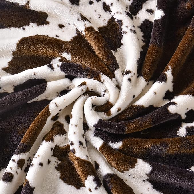 Bnuitland Cow Print Throw Blanket, Large Size 90x90 Inches, 300 GSM Double Sided Lightweight Fuzzy Decor, Super Soft Cozy Gift Flannel Fleece Blanket for Bed/Sofa/Couch/Outdoor