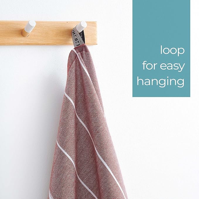 Cacala 100% Turkish Cotton Kitchen Tea Towels, Highly Absorbent Luxury Soft Quick Drying Dish Towel with Hanging Loop for Gym, Yoga, Bath, Sports, Cleaning and Kitchen (23 x 36), Burgandy