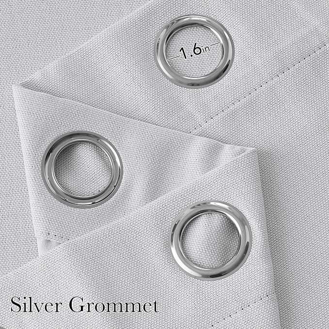 NICETOWN Room Darkening Greyish White Curtains 84 inches Long for Living Room - Privacy Panels for Bedroom, Modern Farmhouse Style Home Decor Grommet Top, 2 Panels, W42 by L84