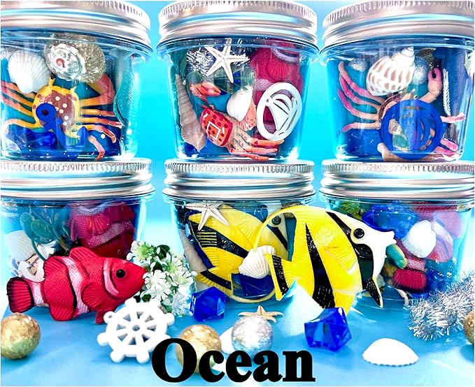 MAGIC Play dough Jars, Play dough kit,Kids Party Favors, Goodie Bags,Birthday Party Favors, Playdoh, Birthday gift for kids, girls boys gift (Ocean/Under the Sea)